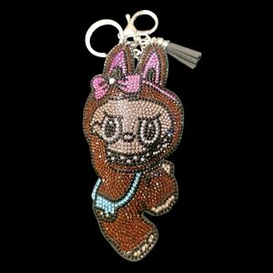 Large Labubu Rhinestone Keychain – Sparkly Bag Charm